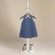 Kinder Mädchen Jeans kleid Baby Sommerkleid ung ärmellose coole Weste Revers aus geschnitten A-Linie