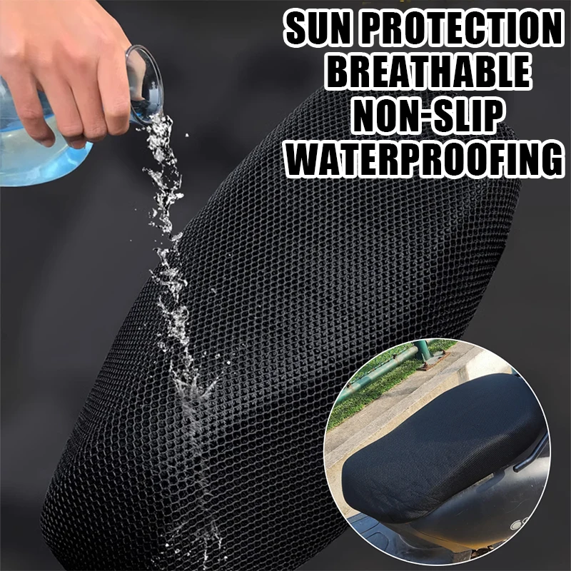 Motorrad elektrische Sitz bezug 3d Mesh Stoff Sonnenschutz Roller Sitz bezug Pad rutsch feste Waben Mesh atmungsaktives Kissen Image