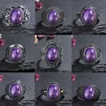 S925 Sterling Silber Ringe große ovale natürliche Charoite Perle Edelstein Ringe für Frauen Eheringe