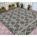 HR-Indoor/Outdoor Area Rugs 5x7 Diamond Pattern Gray Outdoor Carpet-Lasts Long Under Sunlight-Grey Ivory