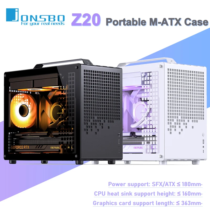 Jonsbo Z20 Tragbares Computergehäuse MATX Mini-ITX-Gehäuse, unterstützt SFX/ATX-Netzteil Typ C Gen2 20L MINI Desktop-PC-Gehäuse Image