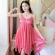 2022 sommer Sexy Dessous Nachthemden für Frauen Silk Satin Spitze Spaghetti Strap Nacht Kleid