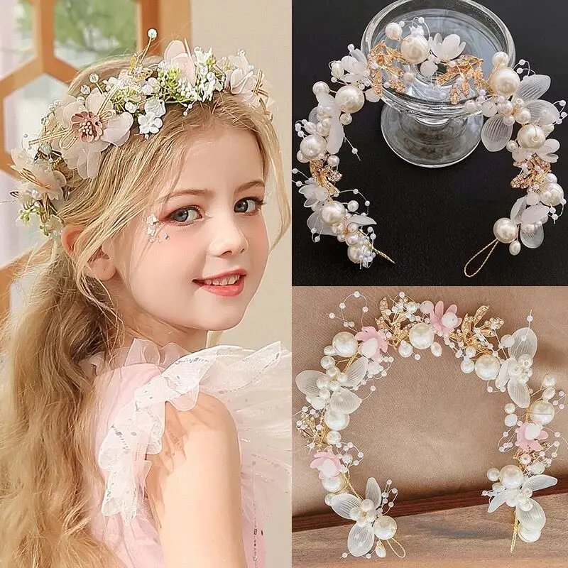 Perlen-Blumen-Stirnband, Braut-Kopfschmuck, Hochzeitskrone, modisch, der Kranz-Armband, Band, Tiaras, Kristall-Kopfschmuck, Haarschmuck Image