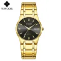 Mode Wwoor Diamant Männer Uhr Top Marke Luxus Gold schwarz Stahl Quarz Armbanduhr wasserdicht