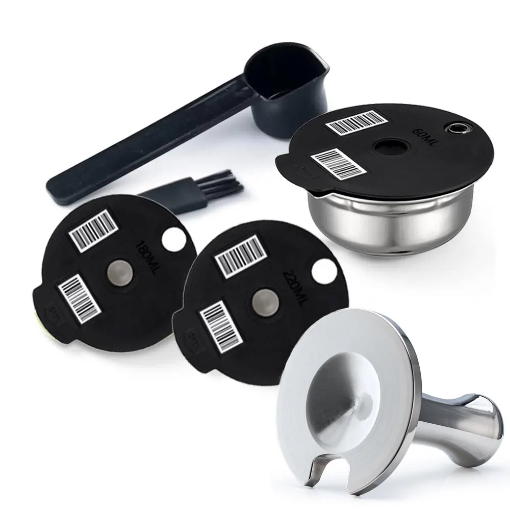 Wiederverwendbarer Kaffeekapsel-Pad-Filter für Bosch Tassimo SUNY HAPPY VIVY, Edelstahl-Kaffeepad, Silikonhülle, 60/180/200/220 ml Image