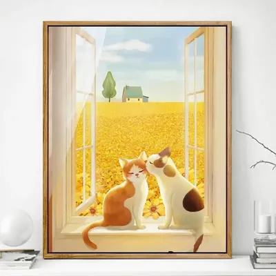 Katze digitale Ölgemälde Füllung handgemalte Farbe Farbe Farbe Malerei Geschenk Füllung Farbe