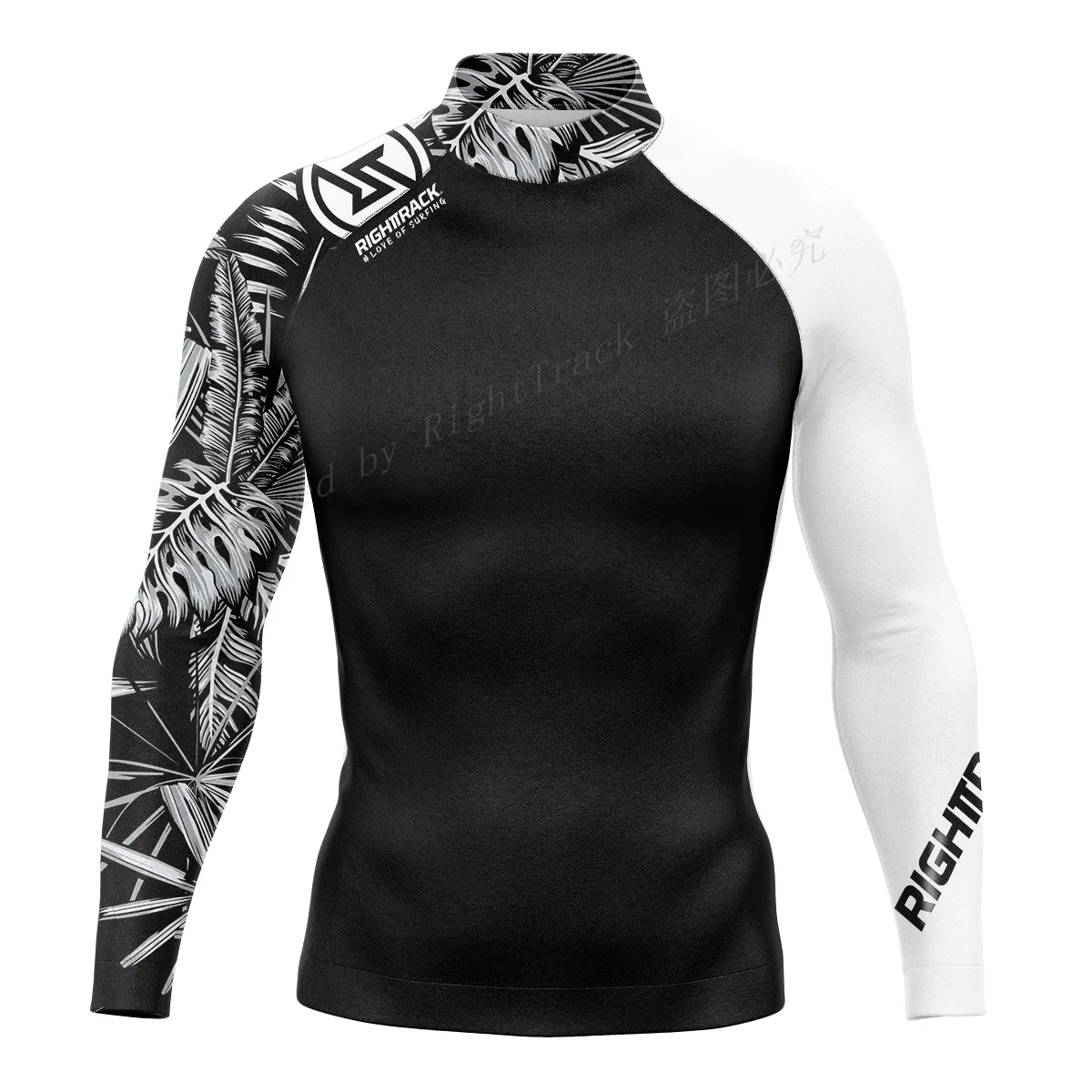 Neue Herren Langarm RIGHTTRACK Love Of Surfing Shirt Rashguard UV-Schutz Bademode UPF Taucheranzug Gym Kleidung Image
