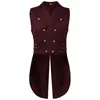 Herren mittelalter liche viktoria nische Gothic Steampunk Weste Vintage rot Zweireiher Jacquard