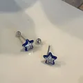 Kleine stern blaue Ohr stecker Kupfer Stern Ohrringe für Frauen Super Fee Ohr stecker einfachen
