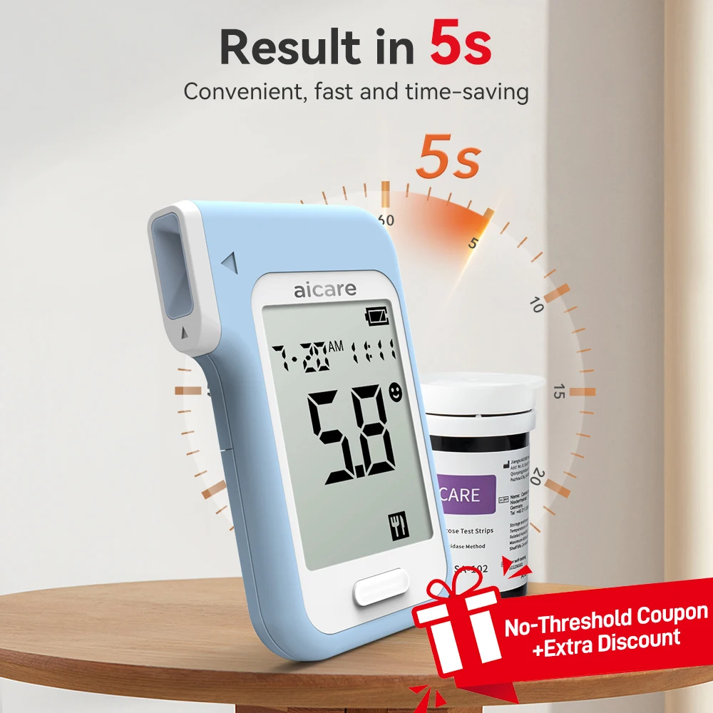 Blutzucker-Monitor-Set mit Blutzucker-Teststreifen und Lanzetten, Glucometer-Lancing-Gerät, Reiseetui, Test für Diabetiker zu Hause Image