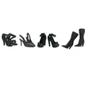 4 paare/los Mode schwarz High Heel Schuhe Sandalen für Barbie Puppe Schuhe Turnschuhe Prinzessin Fuß