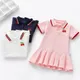 Mädchen sommer kleid neue kinder polo plissee kleid kurzarm college stil kleider WT26