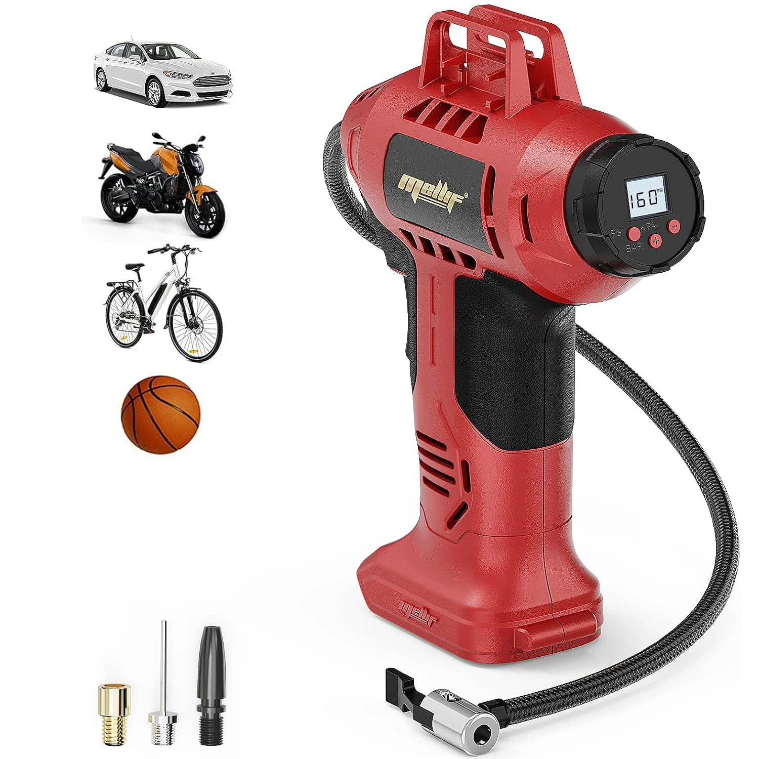 Akku-Reifenfüller, kompatibel mit Milwaukee 18 V Akku, tragbarer Luftkompressor mit LCD-Digital für Autos, Fahrräder (nur Werkzeug) Image