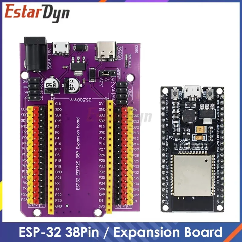 ESP32-Entwicklungsplatine TYPE-C/MICRO USB CP2102 WiFi+Bluetooth Dual Core ESP32-DevKitC-32 ESP-WROOM-32 Erweiterungsplatine 38PINS Image