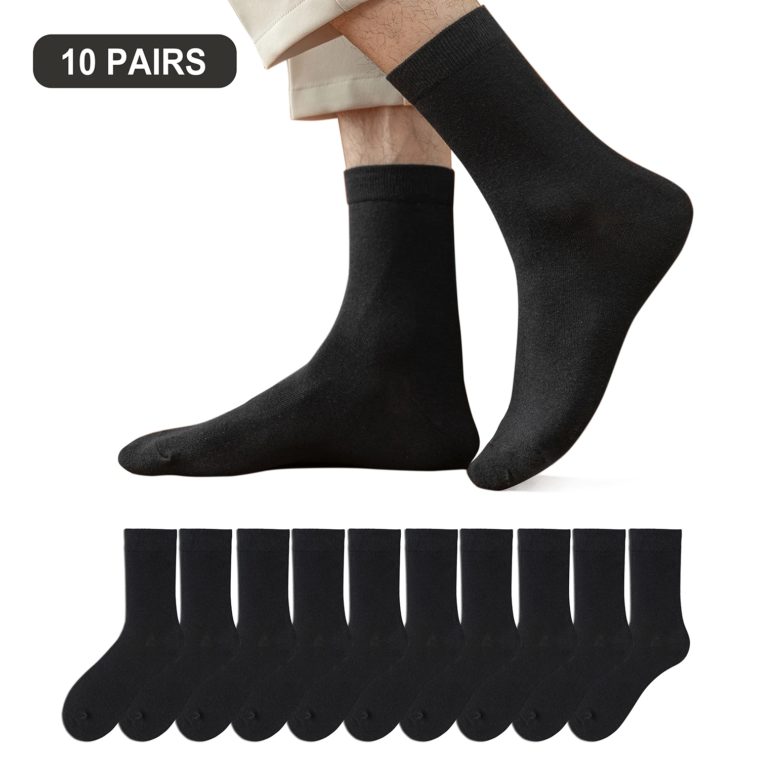 10 Paare/los Neue männer Baumwolle Socken Neue stile Schwarz Business Männer Socken Weiche Atmungsaktive Herbst Frühling für Männliche Weiß Image