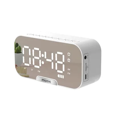 Digitaler Spiegel oberflächen wecker mit BT-Lautsprecher und FM-Radio Doppel alarm elektronische Desktop-Uhr wiederauf ladbar tragbar