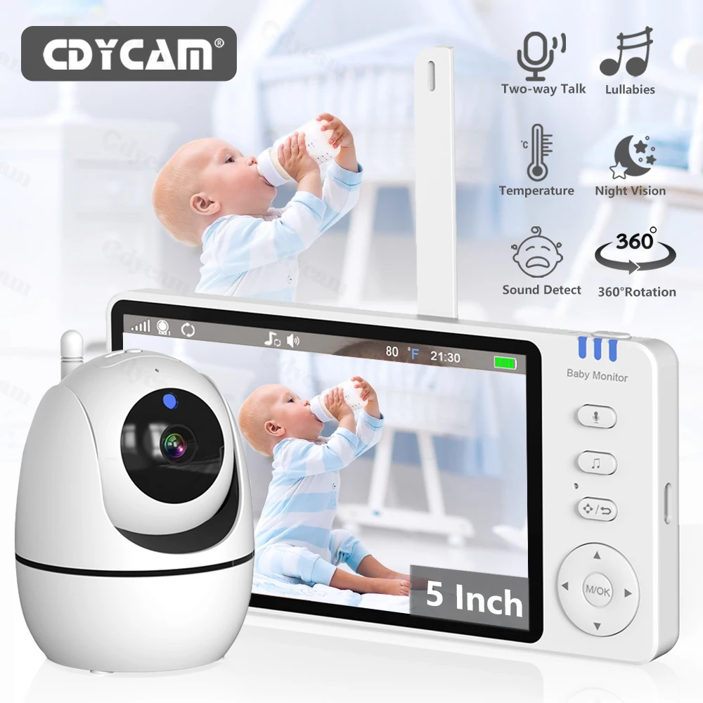 5,0-Zoll-Babyphone mit Kamera VOX Wireless Video Nanny 720P HD Sicherheit Nachtsicht Temperatur Remote Move 2-Wege-Audio Image