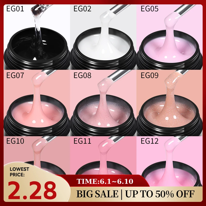 BORN PRETTY 30 ml milchig weißes Hartgel Jelly Nagelverlängerungsgel Nagellack Klares Acryl Nagelfarbe Soak Off UV-Konstruktionsgel