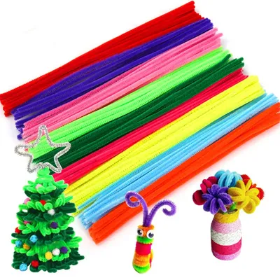 100 stücke 30cm Glitter Chenille Vorbauten Pfeifenreiniger Kinder Plüsch Pädagogisches Bunte Rohr