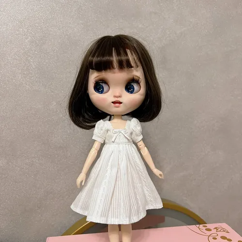Blythe Puppe Kleidung Freizeit kleid mehrfarbiges handgemachtes Kleid für Blythe Puppe 28-30 cm ob22