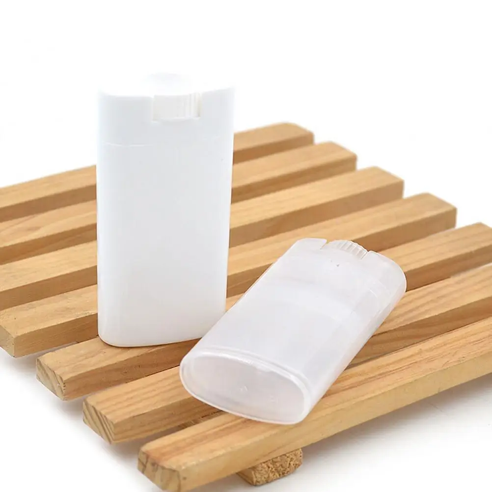 Kapazität 15g Kunststoff leer ovale Lippen balsam Röhrchen Deodorant Behälter klar weißen Lippenstift Mode coole Lippen röhrchen Image