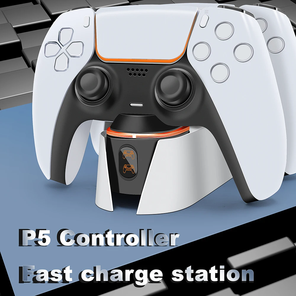 PS5-Controller-Ladestation, 5 V, 2 A, schnelles DualSense-Joystick-Ladegerät mit LED-Atemlicht für Playstation 5 Gampad Image