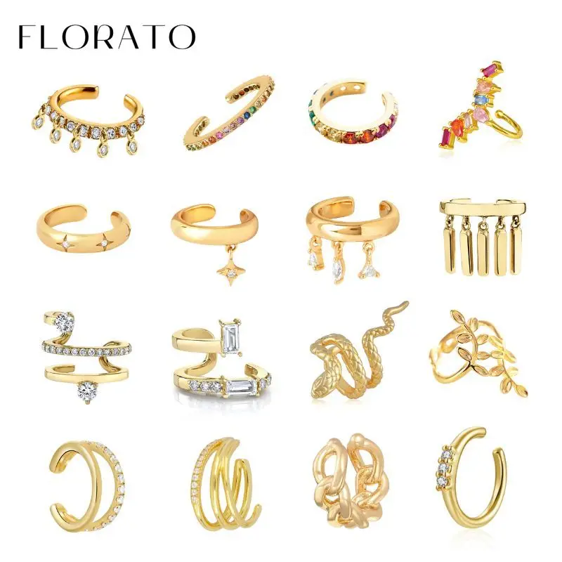 Überzogene 24K Gold/925 Silber Kristall Zirkon Kein Ohr Piercing Ohr Clips Minimalistische CZ Ohr Clips Beliebte Mode schmuck Für Frauen Image