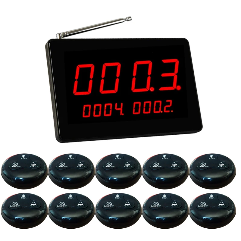 Restaurant Kellner Rufsystem Tisch Pager Anrufer 10 Stück Vibration Glocke Shisha 1 Host Empfänger für Café Bar Kundenservice Image