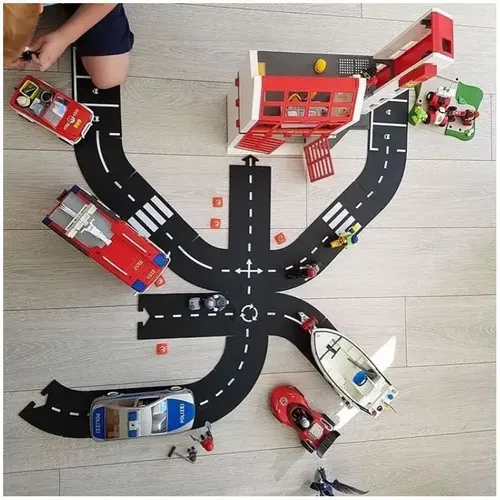 Kinder Baby Spiel matte Straße Teppich Puzzle Spielzeug DIY flexible Auto Stadt Boden Spur Teppich