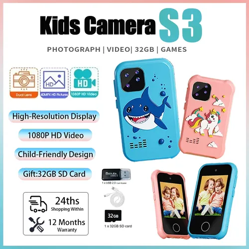 Kinder Kamera Kinder Smartphone Spielzeug Videokamera Outdoor-Fotografie Spiele Touchscreen-Telefon