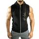 Schwarz Bodybuilding Tank Tops Männer Gym Fitness Mit Kapuze Weste Sleeveless Hoodies Sweatshirts