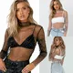 Frauen Sehen Durch Mesh Sheer T-Shirt Top Sexy Pailletten Transparent T Tops Rollkragen Kleidung