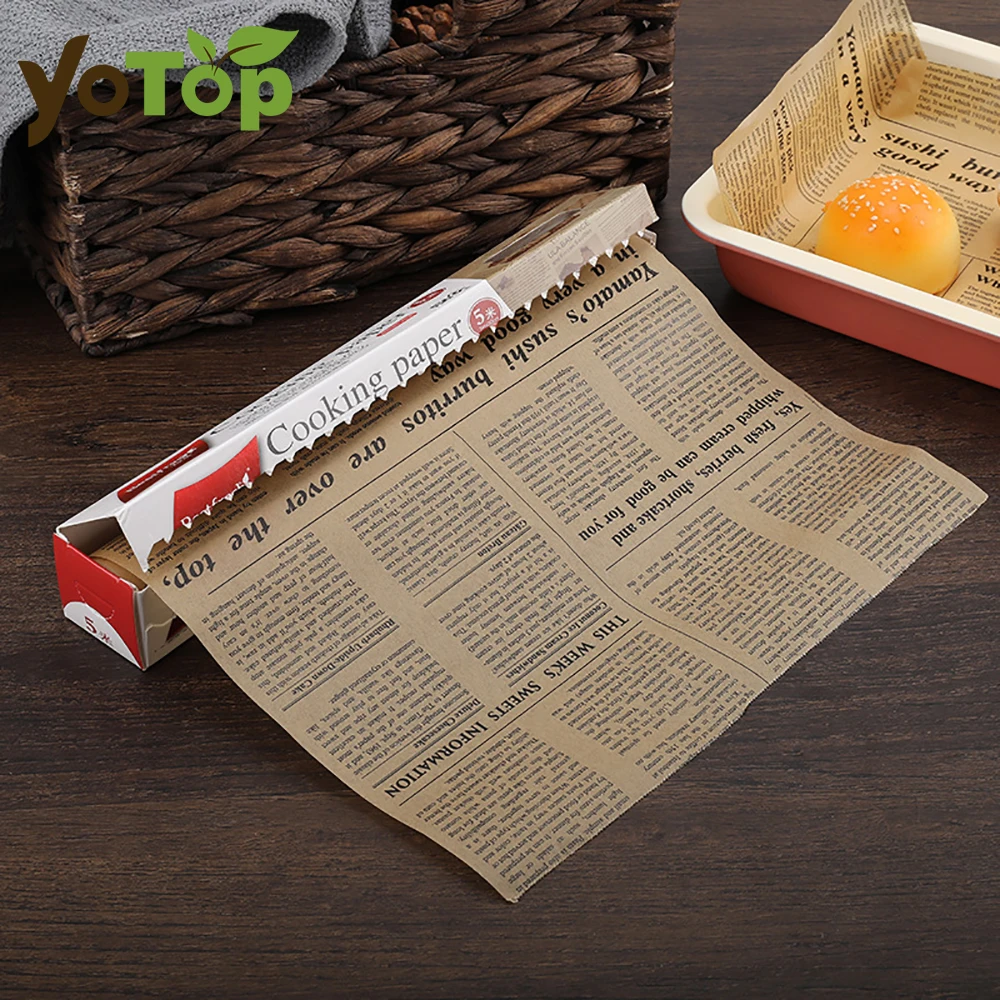 Retro Englische Zeitung Lebensmittelqualität Fettpapier Brot Sandwich Burger Pommes Frites Wrapper Keks Lebensmittelzubehör zum Backen in der Küche Image
