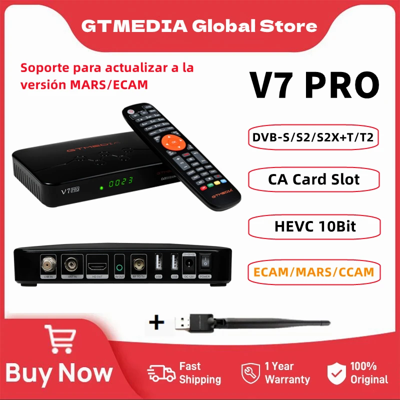 GTMEDIA V7 Pro ECAM/MARS Digitaler Satellitenempfänger DVB-S/S2/S2X+T/T2 TV-Box VCM/ACM/Multi-stream/T2MI, Multi-room, H.265 Decoder Image