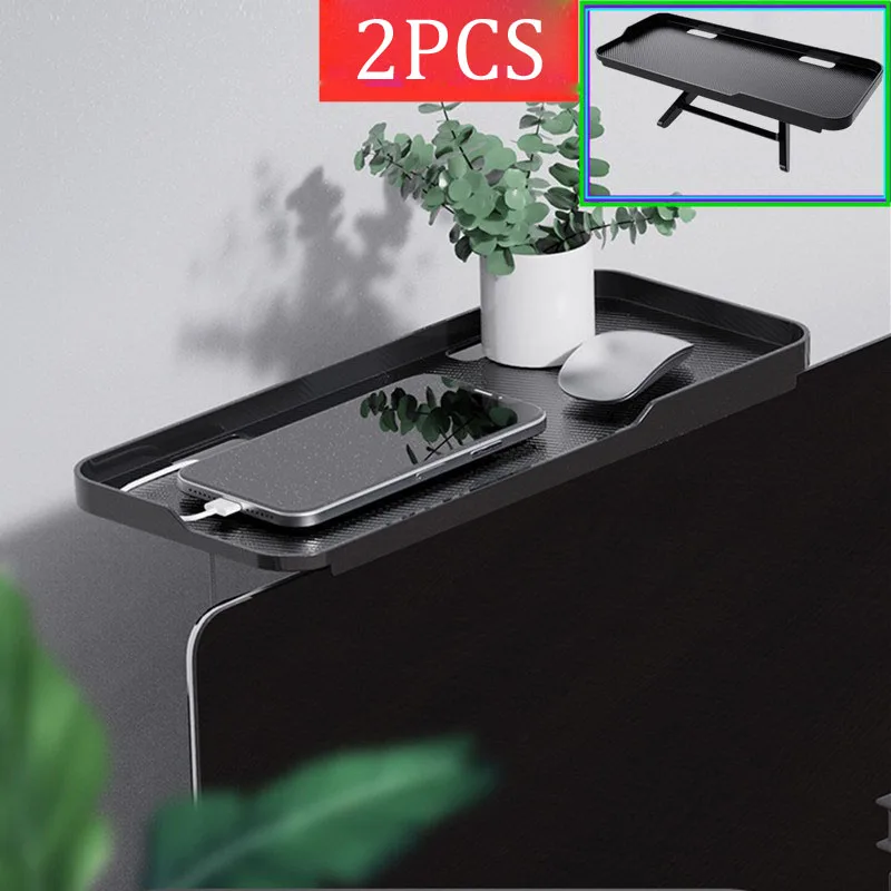 2 stücke Einstellbare TV Bildschirm Top Regal Rack Threadable Lagerung Halter Rack Computer Monitor Desktop-Bildschirm Top Regal Hause Lagerung