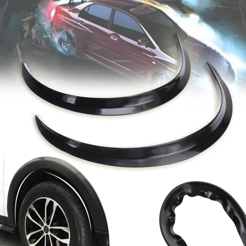 2 stücke Universal Auto Rad Augenbraue Bögen Lippen Glänzend Schwarz 73 cm Auto Seite Fender Flares Verlängerung Schutz Image