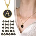 Frauen Halskette A-Z 26 englische Buchstaben Anhänger Legierung schwarz Alphabet Anhänger Halskette