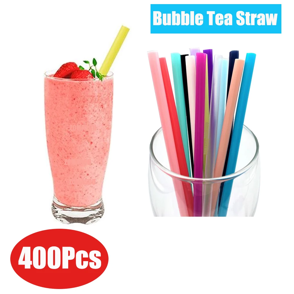 50/100/400 Stück große bunte & schwarze Trinkhalme Bubble Tea Stroh Milktea Smoothies Milch shake Party Hochzeit Bar Wohn accessoires Image