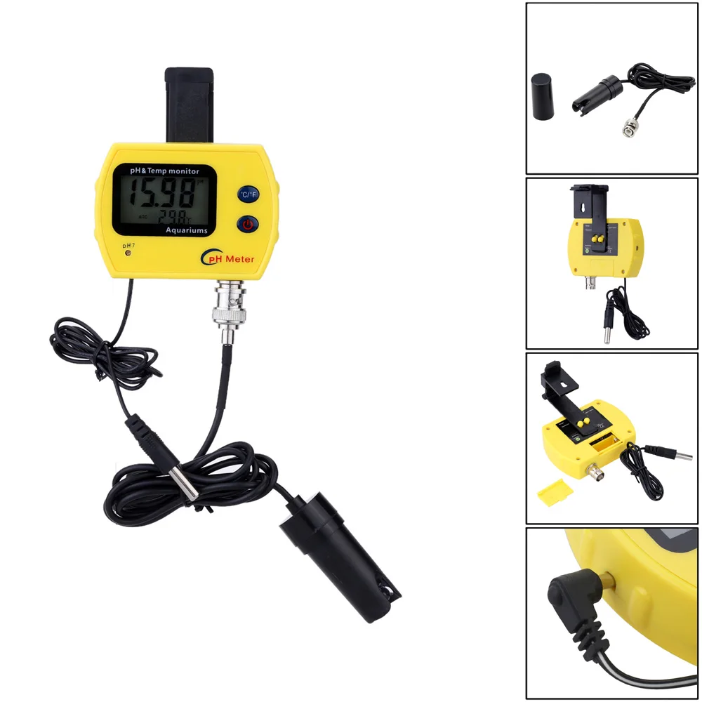 Hochpräzises pH- und TEMP-Messgerät, professionelles Online-pH-Messgerät für Aquarien, tragbares Säuremessgerät, Analysator für feines Trinkwasser Image