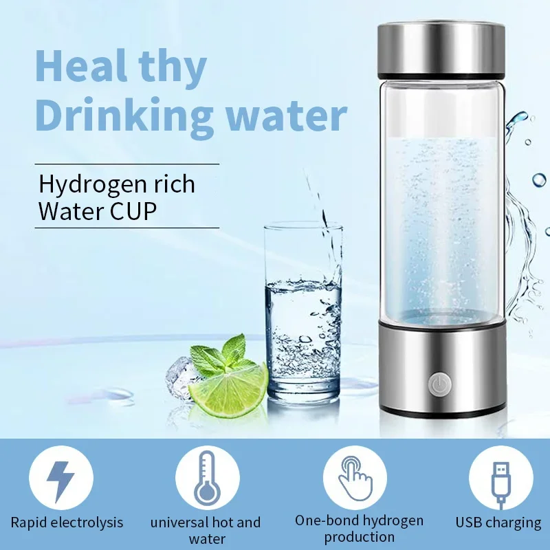 Tragbare 420ml wasserstoff reiche Wasser becher Titan qualität Filter Antioxidans Lonizer elektrische wasserstoff reiche Wasser generator flasche Image