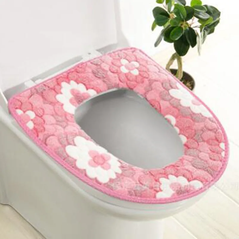 Blume warm Toiletten bezug Sitz deckel obere Abdeckung Pad Bad wärmer Toiletten sitz Schüssel weicher Reiß verschluss wasch bar Toiletten sitz bezug
