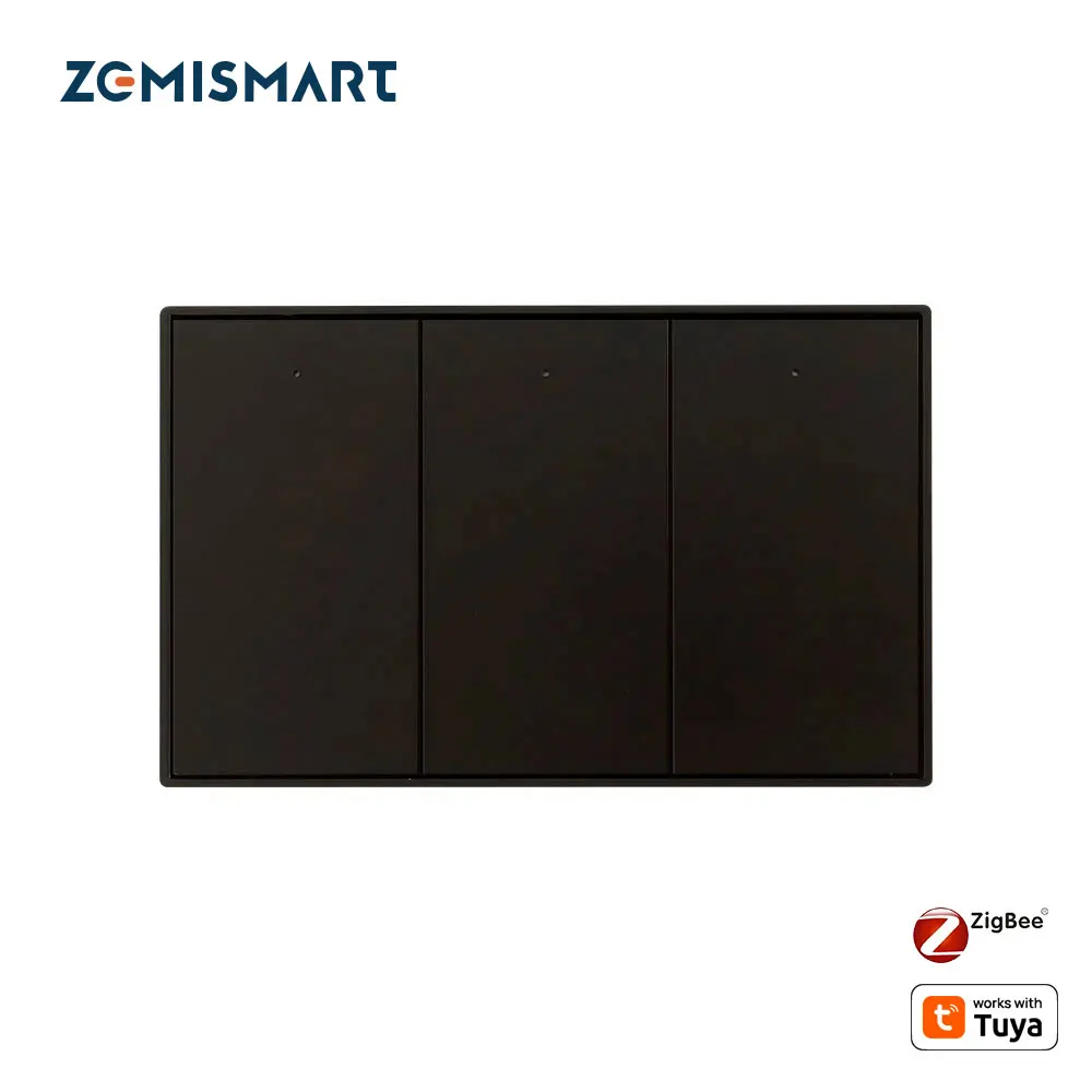 Zemismart Zigbee US AU Wandlichtschalter, nicht neutral, 1, 2, 3 Gangs, schwarzer Unterbrecher, funktioniert mit Tuya Alexa, Google Home Voice Image