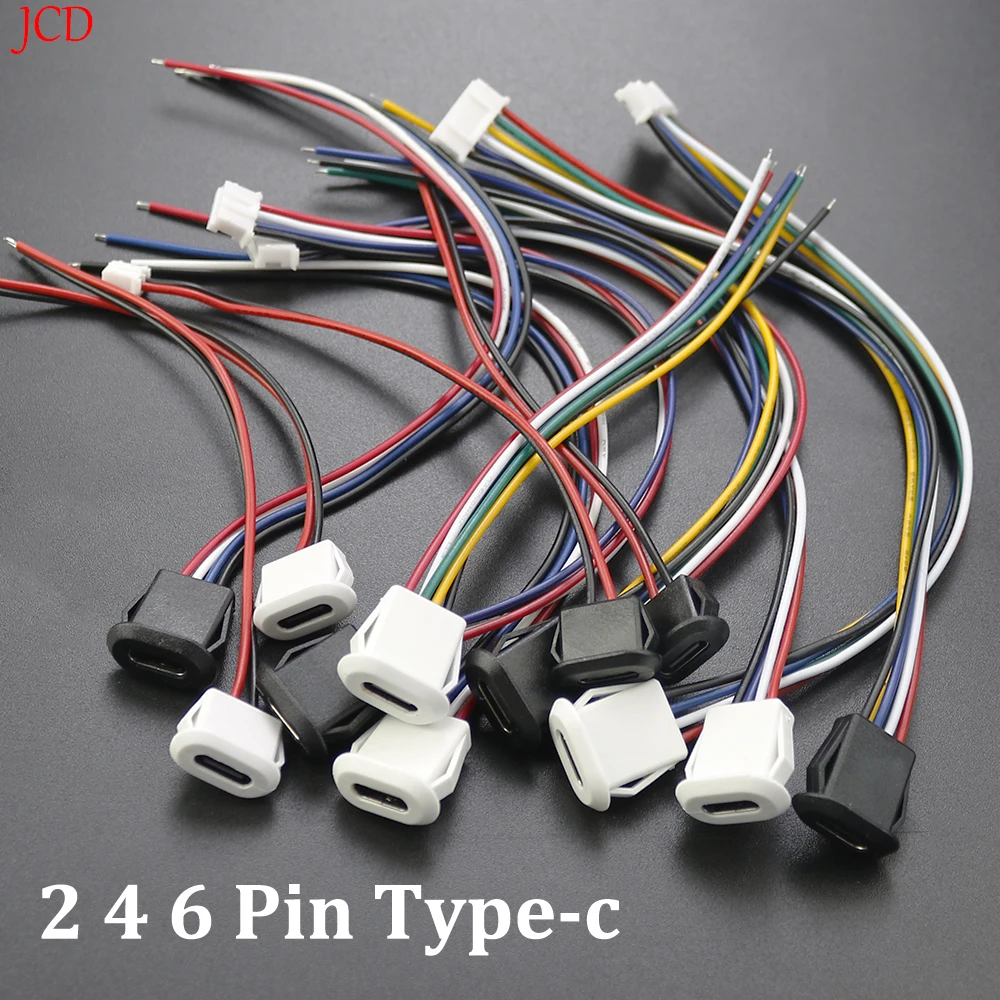 2 ~ 10PCS USB Typ-C Wasserdichte USB Stecker Direkte kompression weibliche basis Buchse Lade Interface Mit schweißen Draht Image