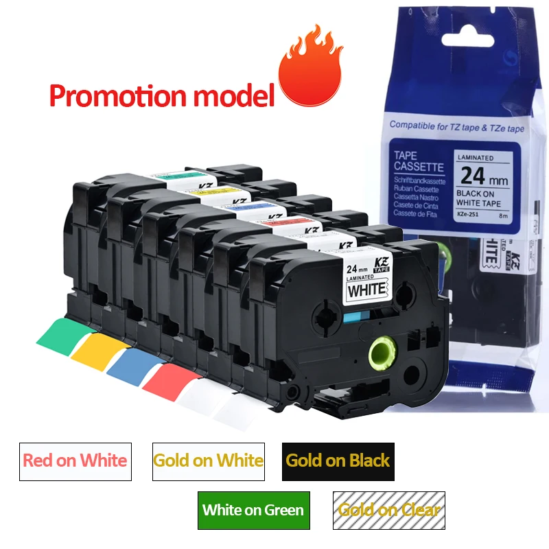 24 mm laminiertes Etikettenband Etikettenband für Brother P-Touch-Drucker TZE-251 TZE651 751 151 252 Image