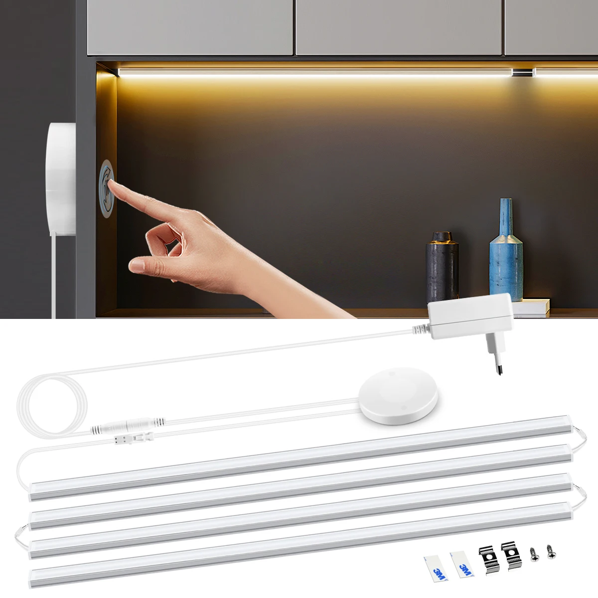 Küche LED Unter Schrank Lampe Durchdringbare Touch Schalter Holz Hand Scan Motion Sensor Dimmbare Badezimmer LED Licht Bar Beleuchtung
