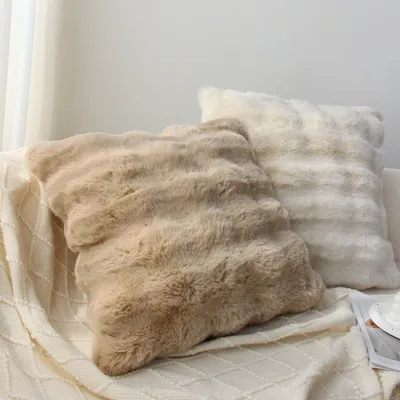 Ultraweicher Plüsch-Kissenbezug für Sofa, dekorativer Kissenbezug für Wohnzimmer, Fundas De Cojines, bequemer 45 x 45 cm langer Kissenbezug Image