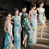 Sexy Halfter Cheong sam Lady Split Qipao neuen chinesischen Stil verbessert Kleid Kleid Satin Cheong