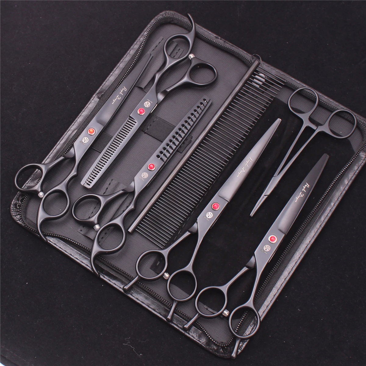 7'' Lila Drache Hundesalon Schere Hund Katze Fisch Knochen Ausdünnung Friseur Schere Gebogene Schneiden Blutstillende Pinzette Z3102 Image