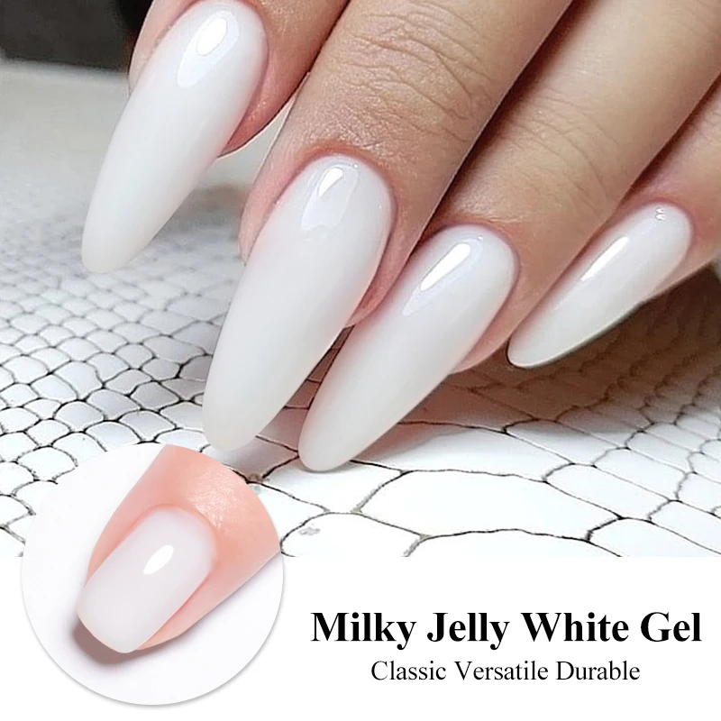 MEET ACROSS 7 ml Milky Jelly White Extension Gel Nagellack Soak Off UV Semi-permanenter Nail Art French Gel Lack für Maniküre