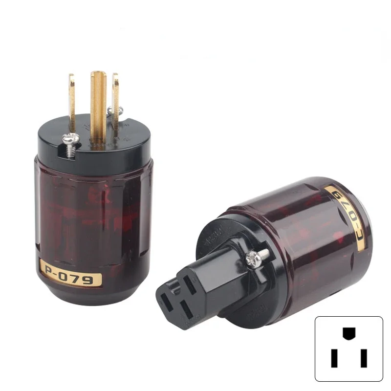 DIY HiFi-Audio-Adapter US & EU Stecker P079 C-079 IEC-Steckverbinder für CD-Verstärker Lautsprecher Stromkabel Image